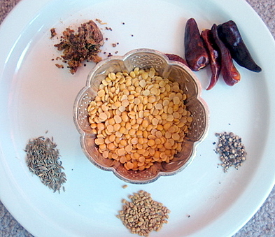 Ingredients - varutha paruppu kuzhambhu